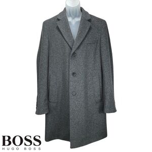 Hugo Boss Men’s US 40R Gray Cashmere Wool Overcoat Slim Fit